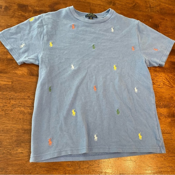 Polo Ralph Lauren Polo Pony Cotton Mesh Tee blue size large 14-16 - Picture 1 of 4